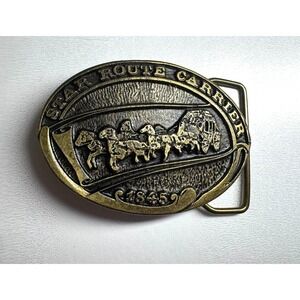 Vintage CDC Metal Works Star Route Carriers 1845 Belt Buckle Stage Coach